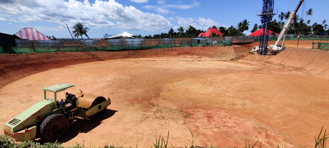 Water reservoir under construction at Kidutani