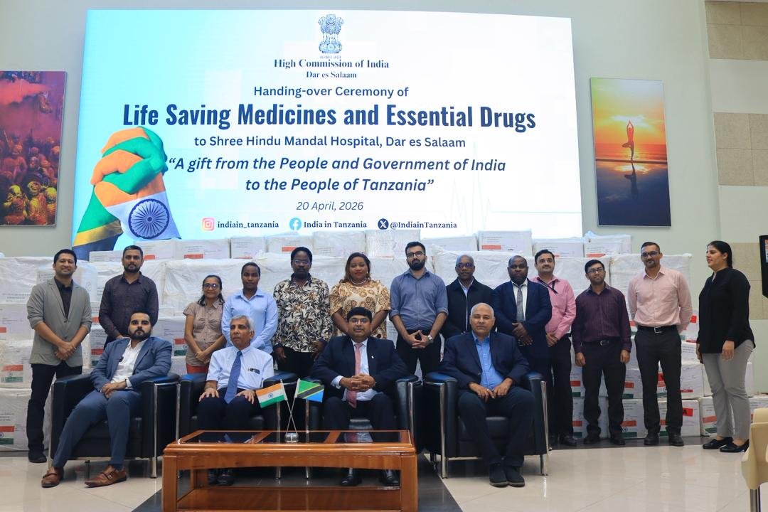 Handover of two tonnes of medicines to Shree Hindu Mandal Hospital, Dar es Salaam